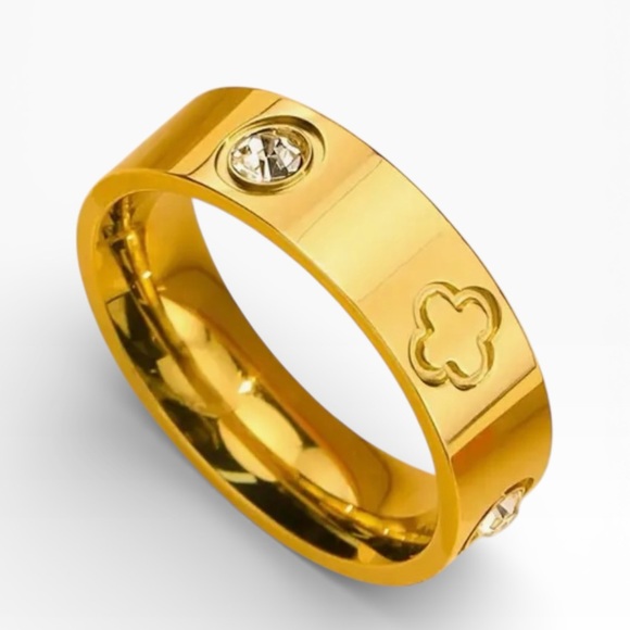 Temple St Claire Gold Clover Band Love Ring - Sizes 6, 7, and 8 - Picture 2 of 3